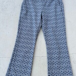 CAbi Blue and Brown Hexagon Pattern Pants